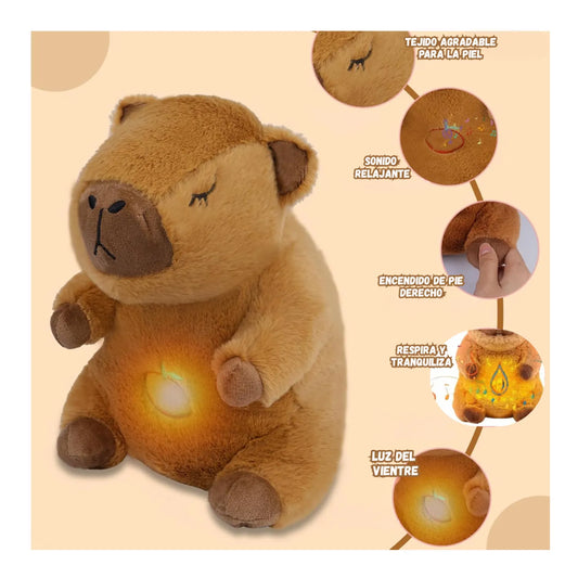 PELUCHE CAPIBARA: RESPIRACIÓN - MÚSICA - LUZ LED ✨ 3 EN 1 - ENVÍO GRATIS 🚚